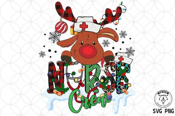 Nurse Crew Reindeer Christmas SVG for Crafts and Graphics